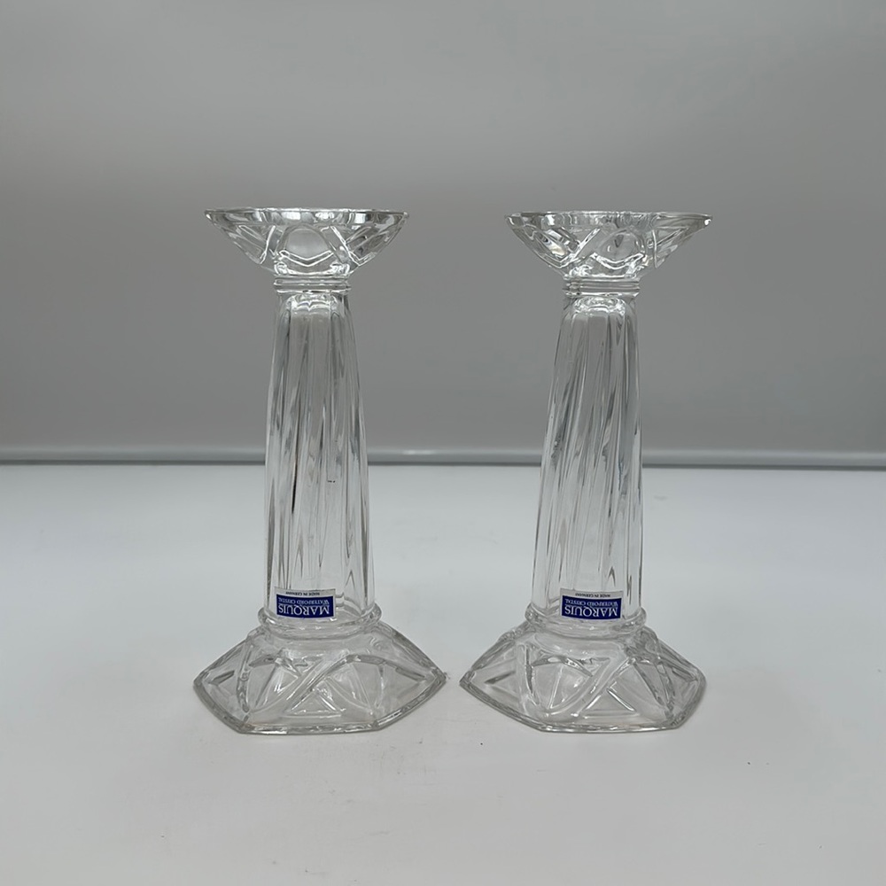 Marquis By Waterford "Amway" Bud Vases/Candlestick HoldersSigned -set of 2